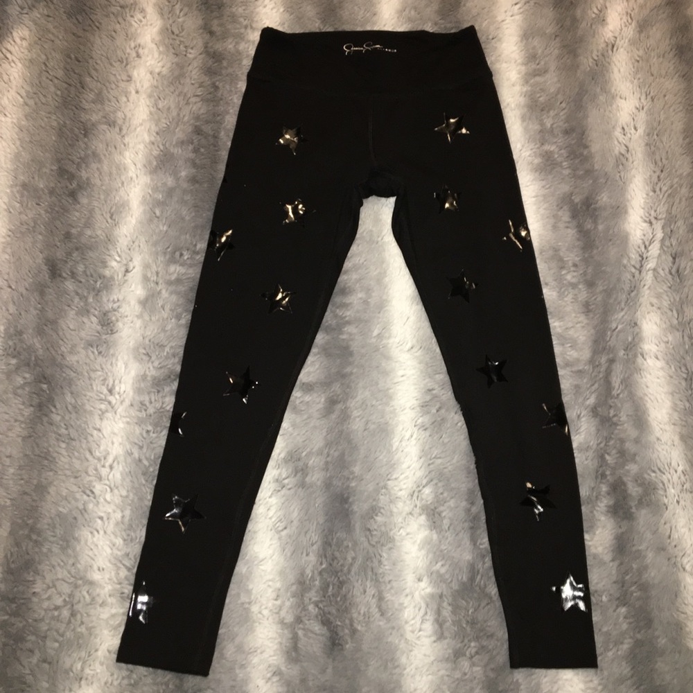 Black on black star leggings